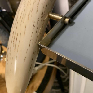 VALENTI & Co, Faux Ivory Elephant Tusk Mirror, Brass, Hollywood Regency, 1970s