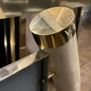 VALENTI & Co, Miroir " fausses défenses éléphant " laiton, Hollywood Regency 70s