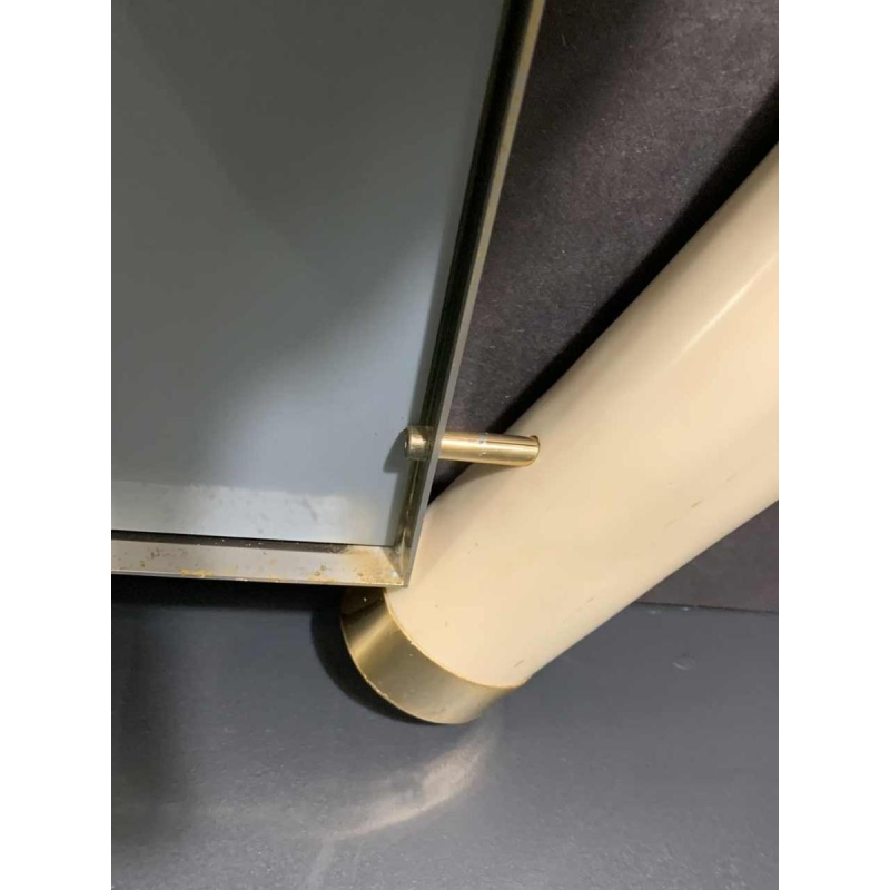 VALENTI & Co, Faux Ivory Elephant Tusk Mirror, Brass, Hollywood Regency, 1970s