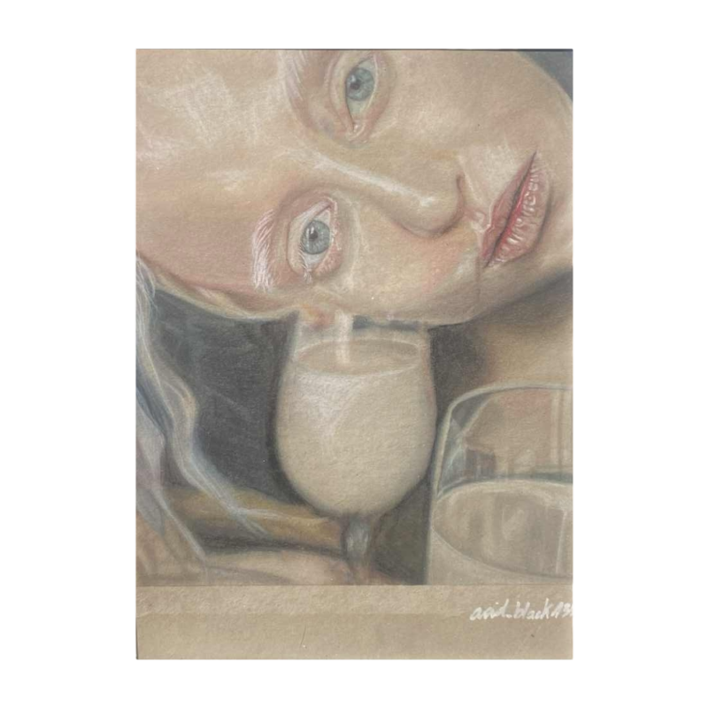 Chaima Bhouri 'Reflexion translucide' dessin au crayon sur papier