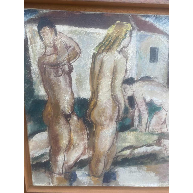 Maurice Georges Poncelet Naakte vrouwen bij de molen olieverf op doek Art Deco