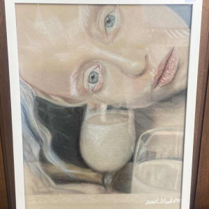 Chaima Bhouri 'Reflexion translucide' dessin au crayon sur papier