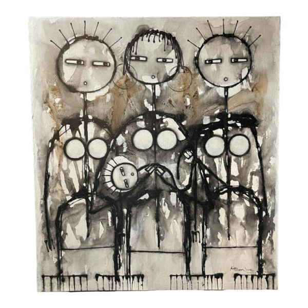 JEAN-PIERRE KATEMBWE " Naissance d'une fille " peinture huile sur toile 2017