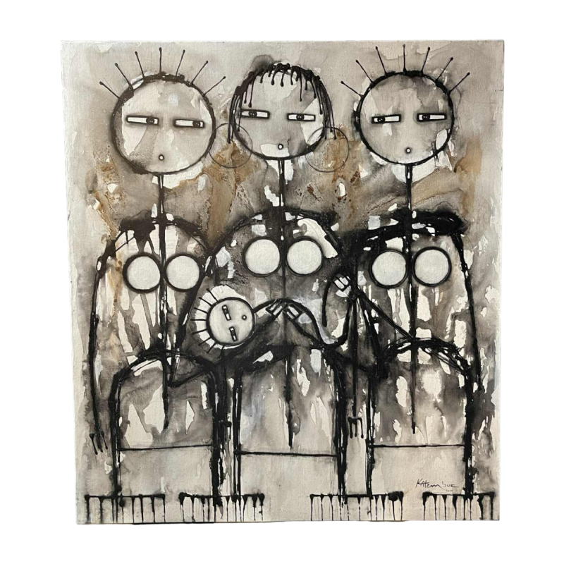 JEAN-PIERRE KATEMBWE " Naissance d'une fille " peinture huile sur toile 2017