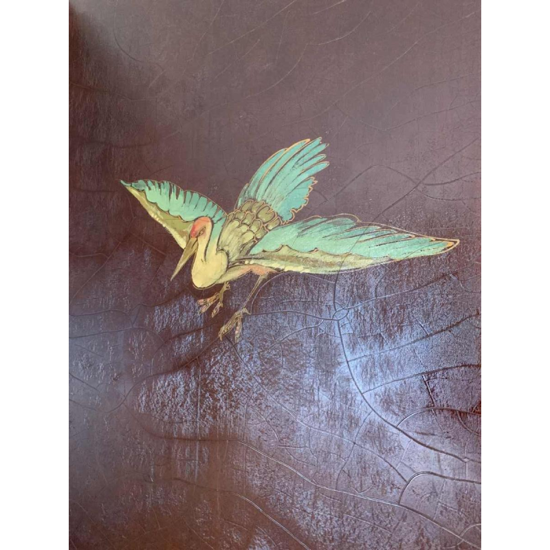 Large Japanese style screen, Art Deco style, Oil on panel signed W. Houben