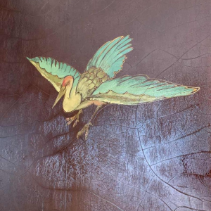 Grand paravent japonisant, style Art DÃ©co, Huile sur panneau signÃ© W. Houben