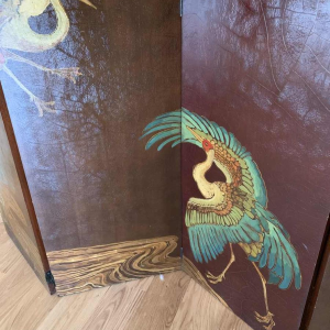 Groot scherm in Japanse stijl, Art Deco stijl, Olie op paneel gesigneerd W. Houben