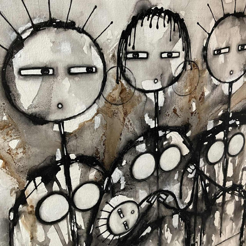 JEAN-PIERRE KATEMBWE " Naissance d'une fille " peinture huile sur toile 2017