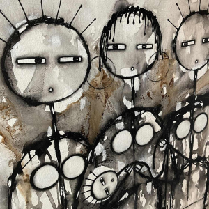 JEAN-PIERRE KATEMBWE " Naissance d'une fille " peinture huile sur toile 2017