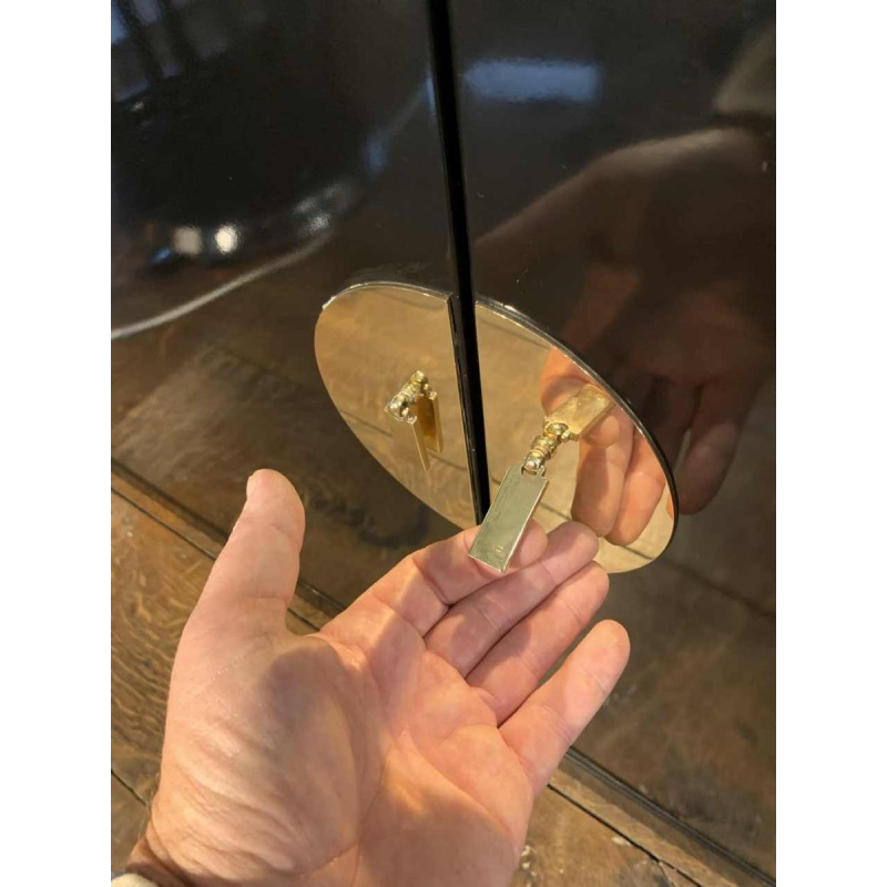 MAISON JANSEN, Enfilade / CrÃ©dence Vintage , LaquÃ© Noir, laiton & Marbre, 1970s