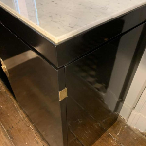 MAISON JANSEN, Enfilade / CrÃ©dence Vintage , LaquÃ© Noir, laiton & Marbre, 1970s