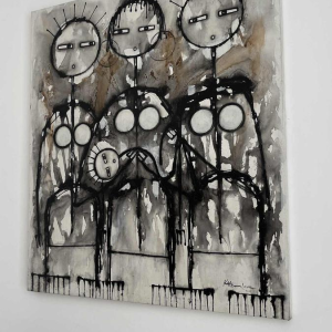 JEAN-PIERRE KATEMBWE " Naissance d'une fille " peinture huile sur toile 2017