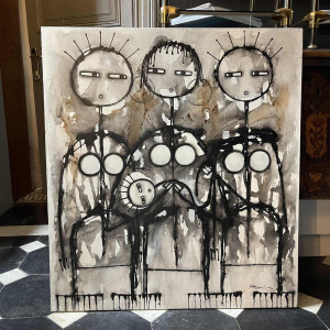 JEAN-PIERRE KATEMBWE " Naissance d'une fille " peinture huile sur toile 2017