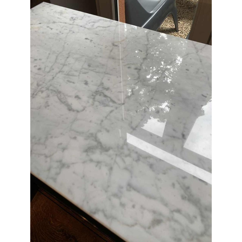 MAISON JANSEN , Chinese Modern Black Brass Lacquered Marble Top Credenza, 1970s