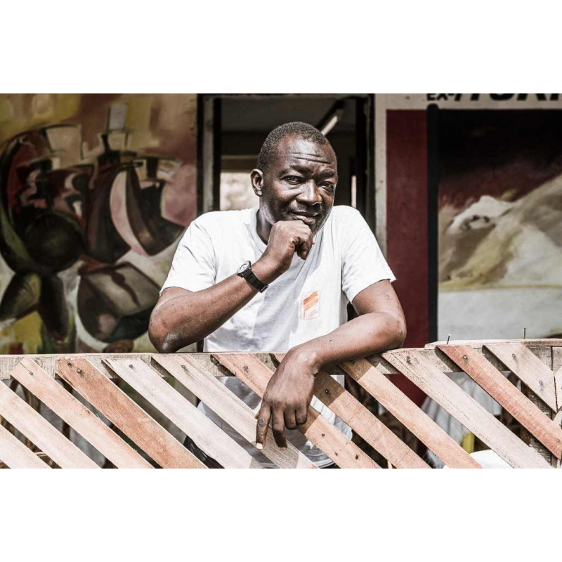 JEAN-PIERRE KATEMBWE " Geboorte van een meisje " shilderij olieverf op doek 2017