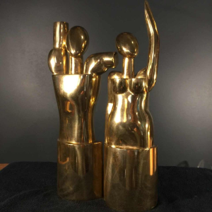 Hugo Rabaey " Homme & Femme " sculpture cubiste mobile démontable en bronze 1977