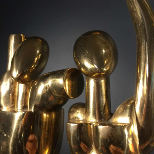 Hugo Rabaey " Homme & Femme " sculpture cubiste mobile démontable en bronze 1977