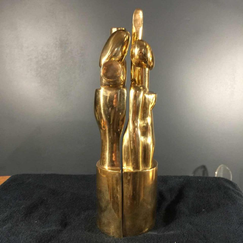 Hugo Rabaey "Man & Woman" removable cubist movable bronze sculpture, 1977