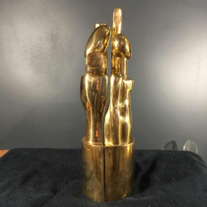 Hugo Rabaey "Man & Woman" removable cubist movable bronze sculpture, 1977