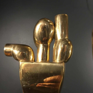 Hugo Rabaey "Man & Vrouw" verwijderbare kubistische beweegbare bronzen sculptuur