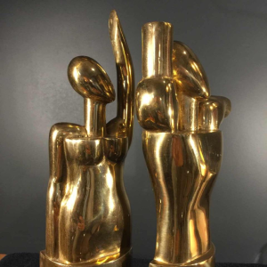 Hugo Rabaey " Homme & Femme " sculpture cubiste mobile démontable en bronze 1977