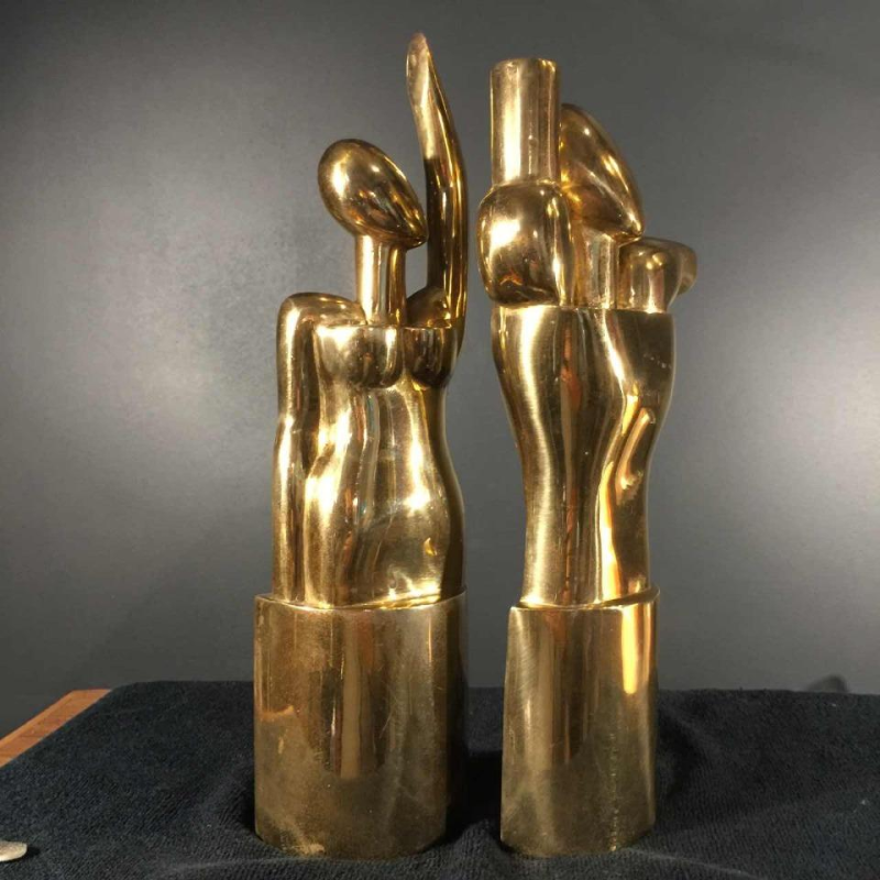 Hugo Rabaey " Homme & Femme " sculpture cubiste mobile démontable en bronze 1977