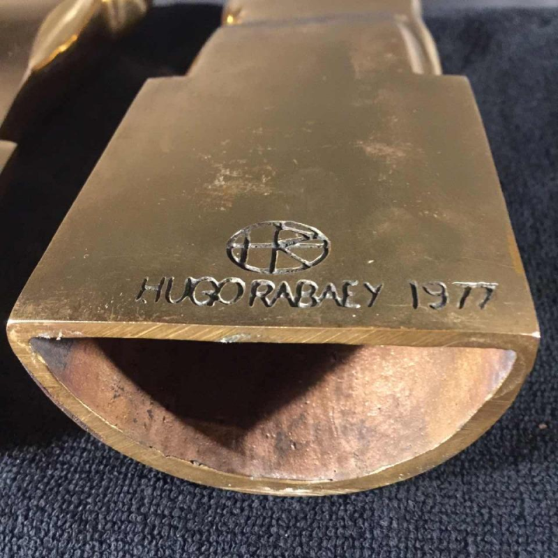 Hugo Rabaey "Man & Woman" removable cubist movable bronze sculpture, 1977