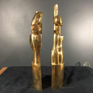 Hugo Rabaey " Homme & Femme " sculpture cubiste mobile démontable en bronze 1977