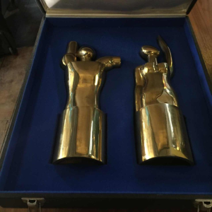 Hugo Rabaey " Homme & Femme " sculpture cubiste mobile démontable en bronze 1977