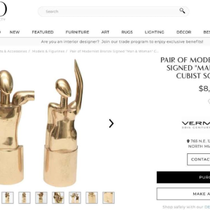 Hugo Rabaey "Man & Woman" removable cubist movable bronze sculpture, 1977