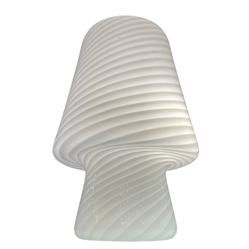 Venini Murano, "Mushroom" tafellamp in opaline gedraaid glas, ca 1970