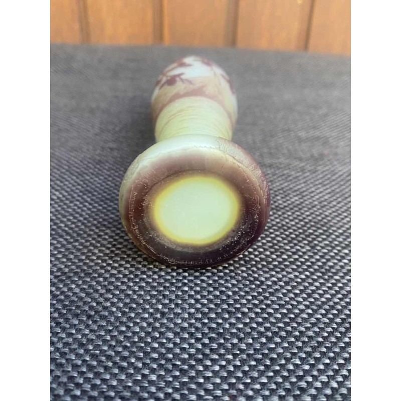 DE VEZ "Lake Annecy landscape" Art Nouveau cameo glass vase, ca 1900