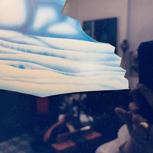 PATRICE PLACEMAN 'Sphynx & boule rouge' peinture Ã  l'aÃ©rographe, Ã©glomisÃ© huile sous plexiglass, 1996