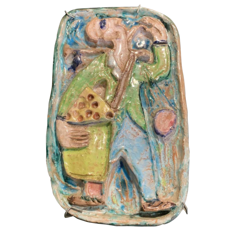 GIOVANNI DE SIMONE " Orange Seller " Early Abstract Sicilian Pottery 1960s