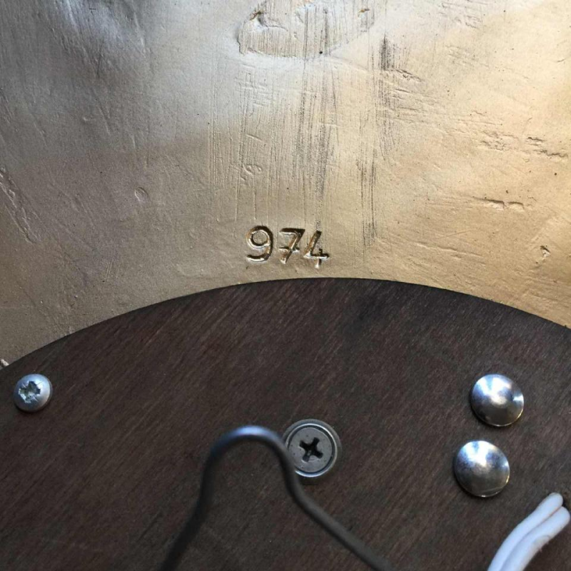 Grande applique murale soleil / miroir de sorciÃ¨re, rÃ©sine dorÃ©e 2 niveaux, 1960