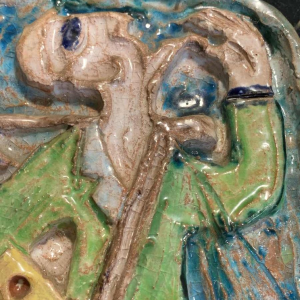 GIOVANNI DE SIMONE " Oranje verkoper. " abstract Siciliaans keramiek, jaren 60s