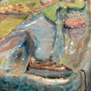 GIOVANNI DE SIMONE " Oranje verkoper. " abstract Siciliaans keramiek, jaren 60s