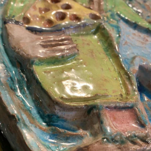 GIOVANNI DE SIMONE " Oranje verkoper. " abstract Siciliaans keramiek, jaren 60s