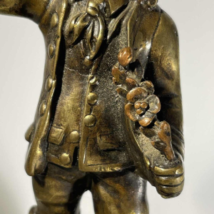 Sonnette clochette d'hôtel, de table ou de bureau - sculpture personnage en bronze à 4 grelots glands de chêne, XIXe s