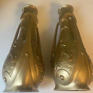 Vases in gilded regula, signed Jean Garnier