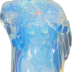 Sabino "Femme portant mouton" sculpture Art Déco en verre opalescent, ca 1920