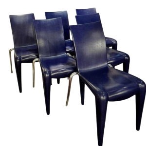 PHILIPPE STARCK voor VITRA, set van 6 “Louis 20“ stoelen, blauw polypropyleen en aluminium, 2003