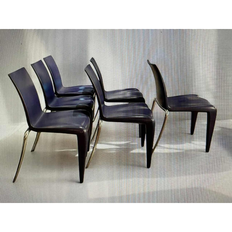 PHILIPPE STARCK for VITRA, set of 6 “Louis 20“ chairs, blue polypropylene and aluminium, 2003
