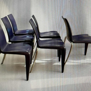 PHILIPPE STARCK voor VITRA, set van 6 “Louis 20“ stoelen, blauw polypropyleen en aluminium, 2003