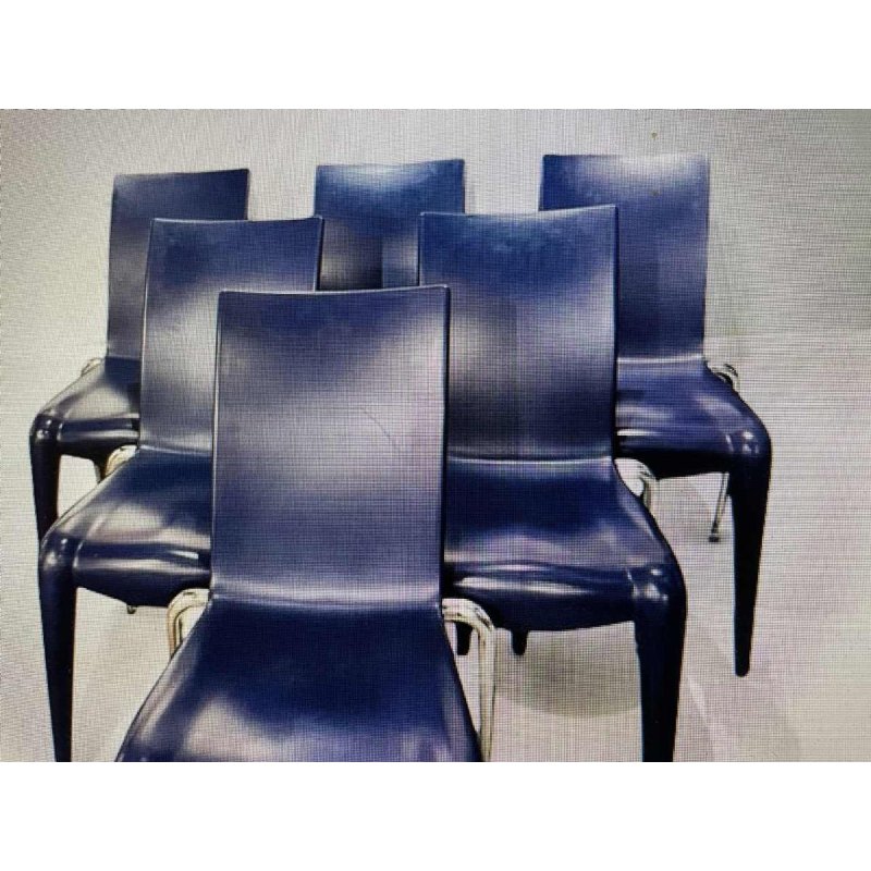 PHILIPPE STARCK voor VITRA, set van 6 “Louis 20“ stoelen, blauw polypropyleen en aluminium, 2003
