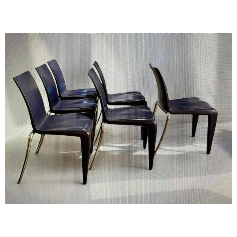 PHILIPPE STARCK pour VITRA, set de 6 chaises “Louis 20“ polypropylène bleu et aluminium, 2003