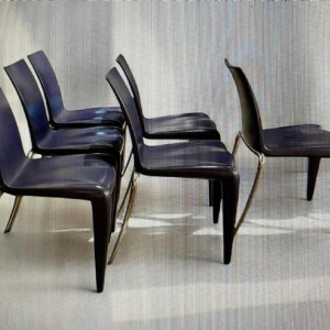 PHILIPPE STARCK voor VITRA, set van 6 “Louis 20“ stoelen, blauw polypropyleen en aluminium, 2003