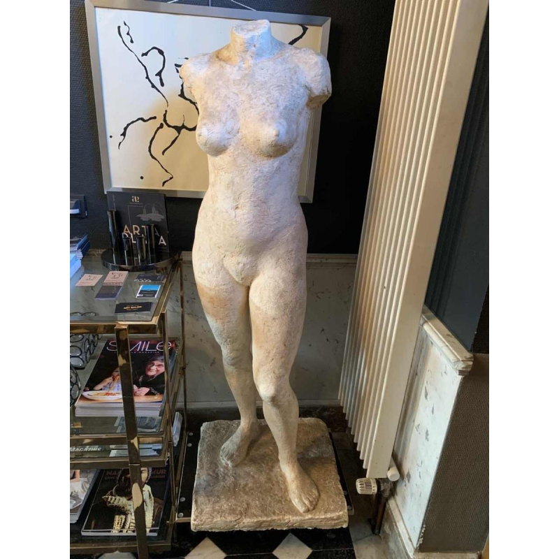 HERBERT GELDHOF, Levensgrote sculptuur naakte vrouw, workshop gips, jaren 50