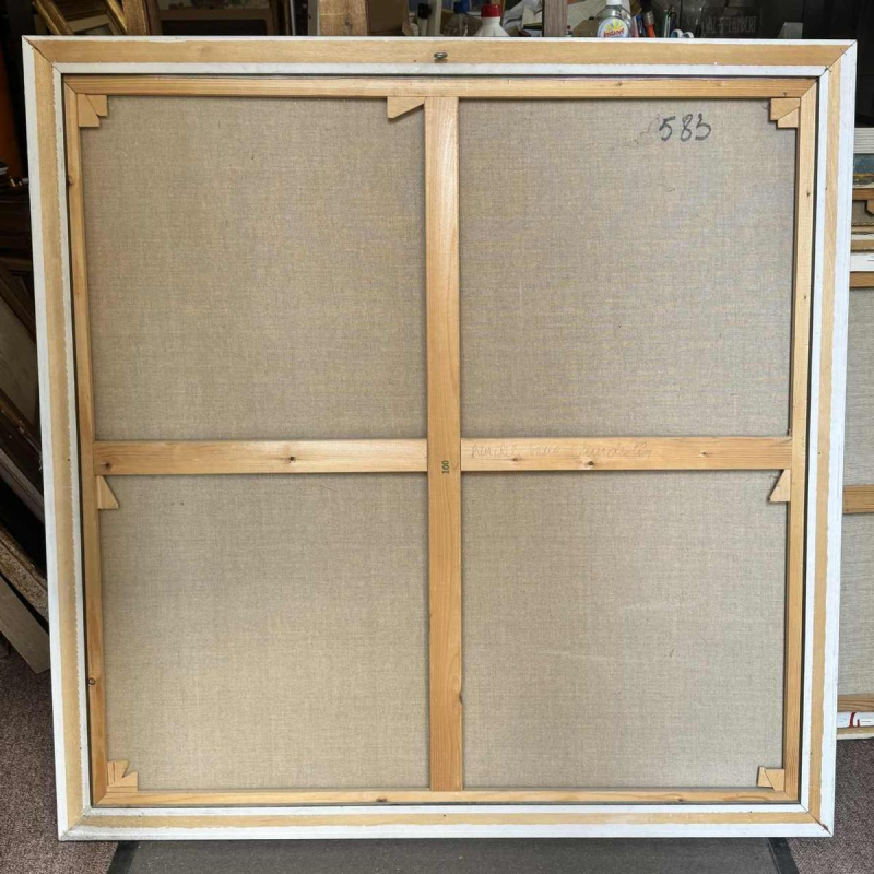 Simone TOUSSAINT «Rendez-vous clandestin» peinture acrylique sur toile, fin du XXe s