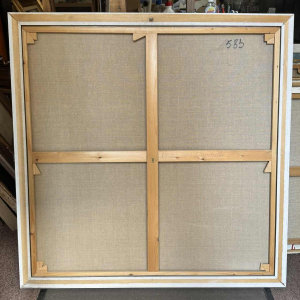 Simone TOUSSAINT  «  Clandestiene afspraak » schilderij acryl op doek, einde van XXe c